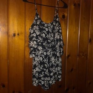 Black and white floral romper